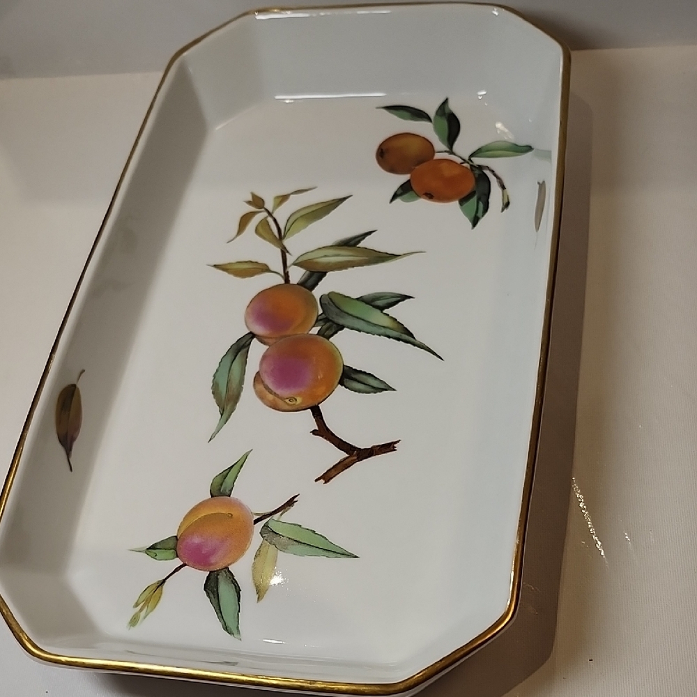 Royal Worcester Orange and Green Serveware Tray with Fruit Design
